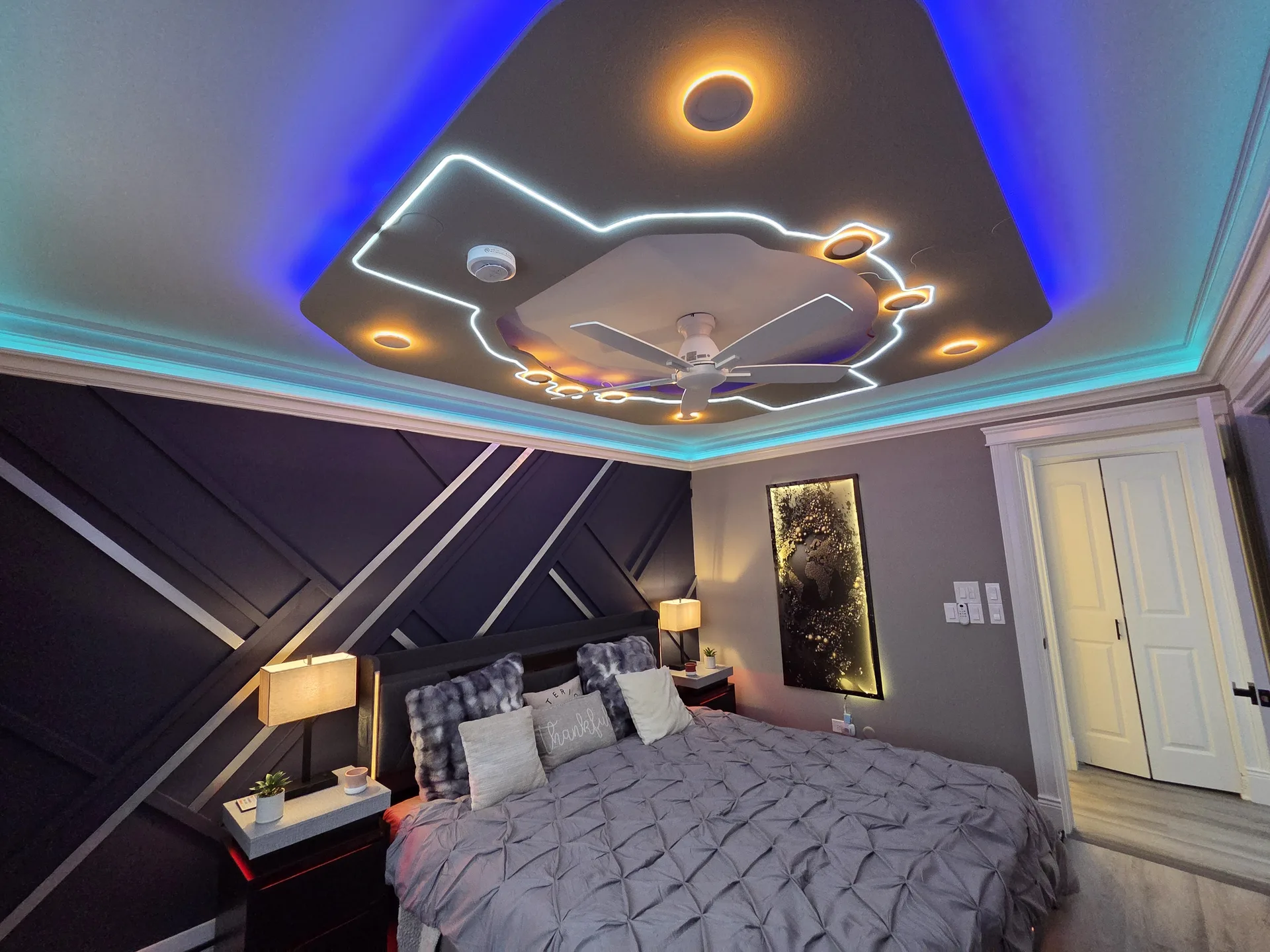 LED ceiling bedroom teal cove