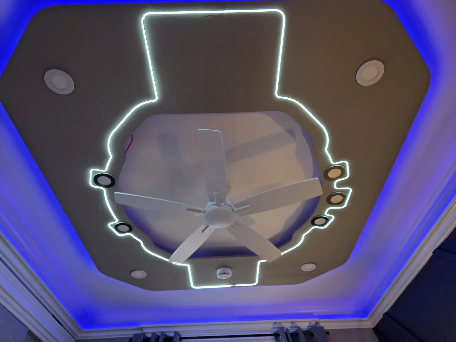 LED ceiling hexagon fan closeup