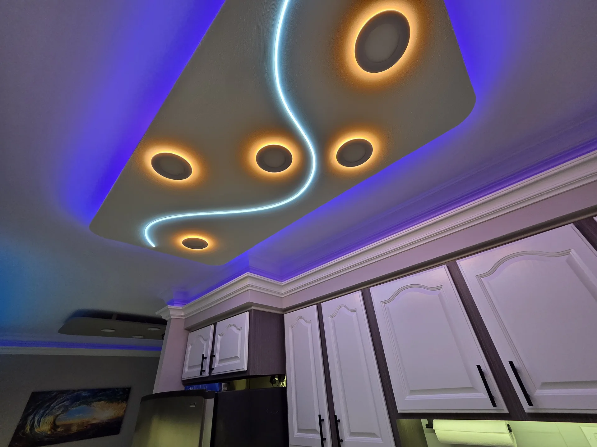 LED ceiling kitchen orange blue cove