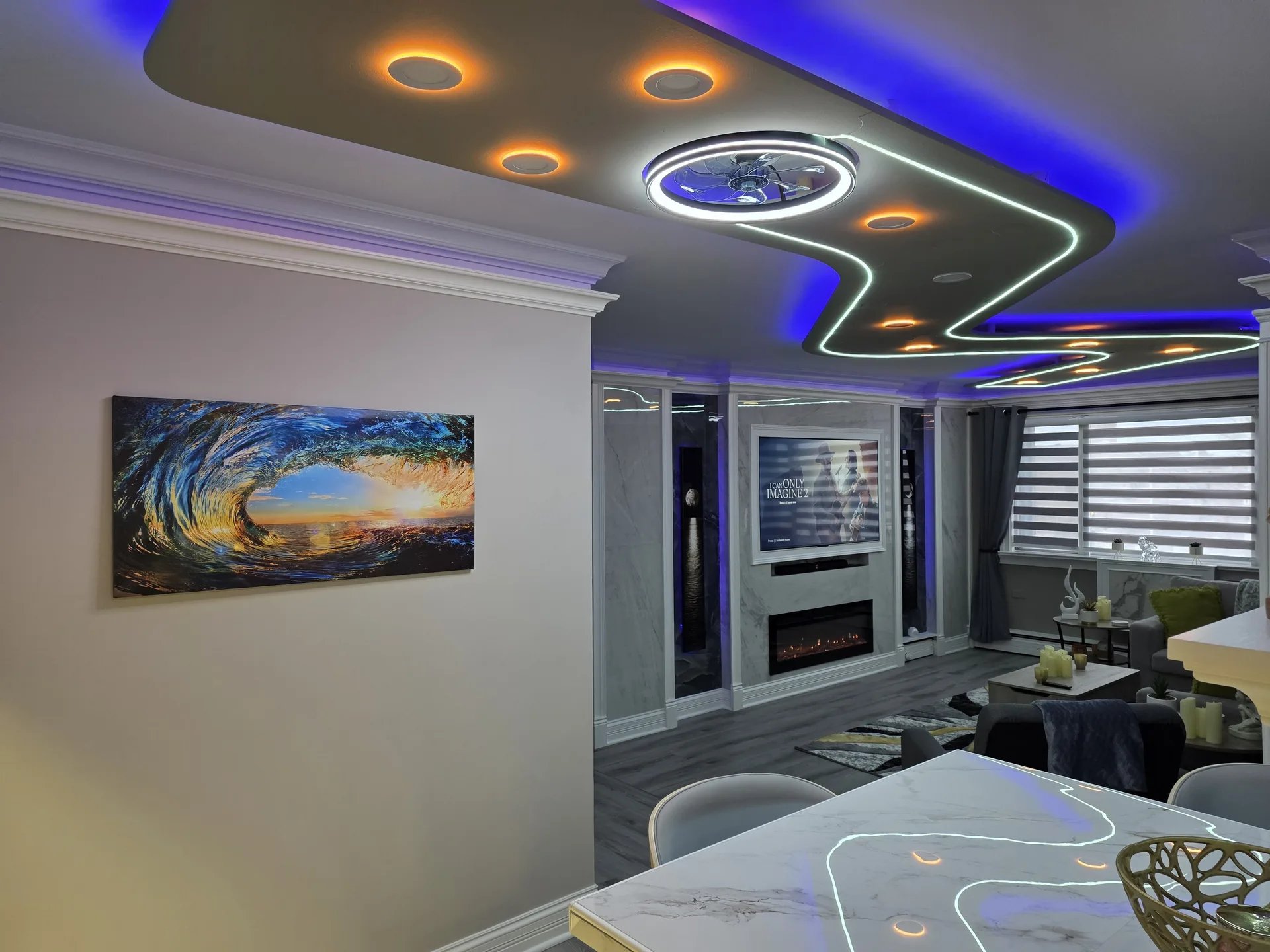 LED ceiling living room blue cove