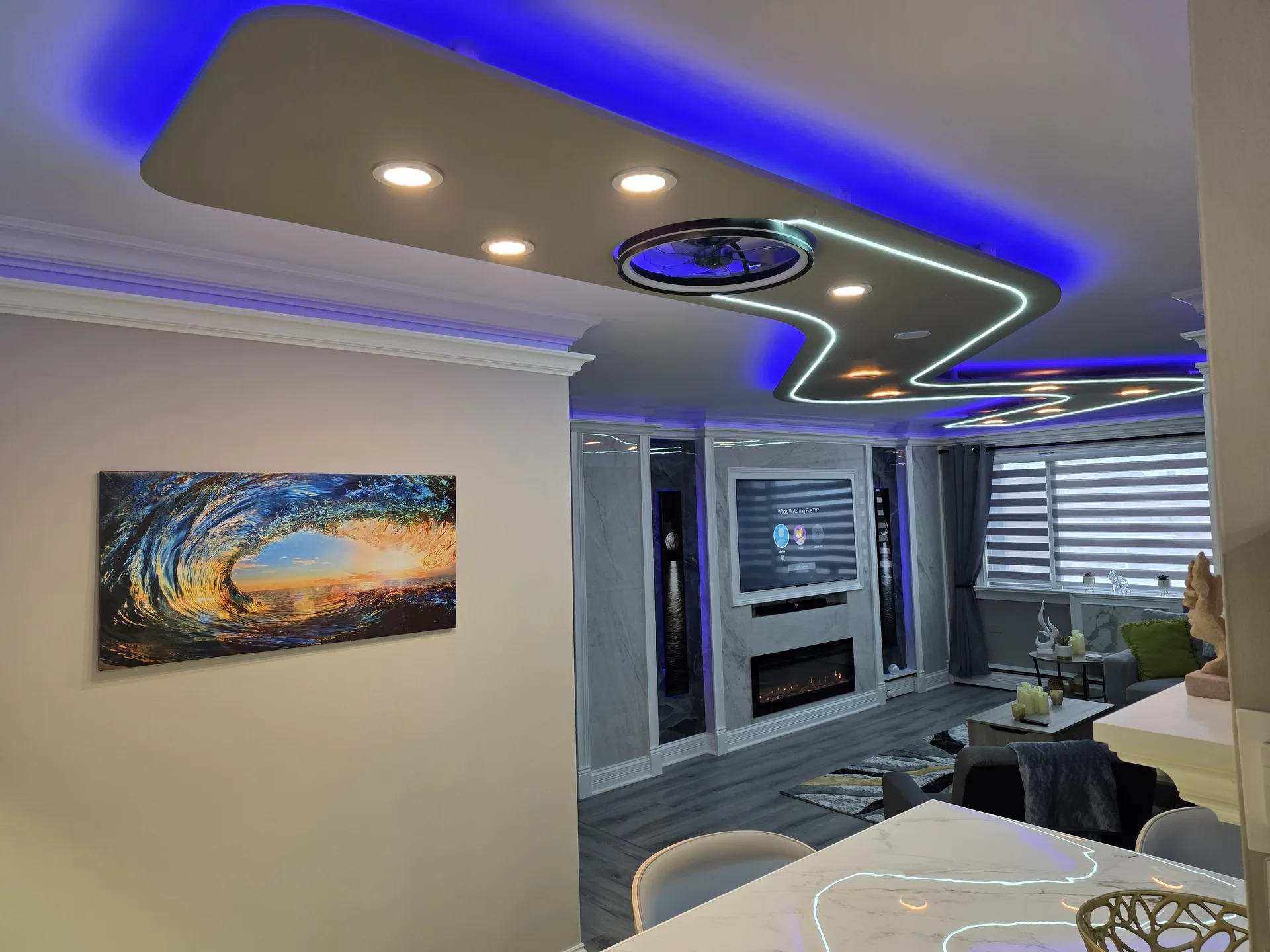 LED ceiling open plan wave detail