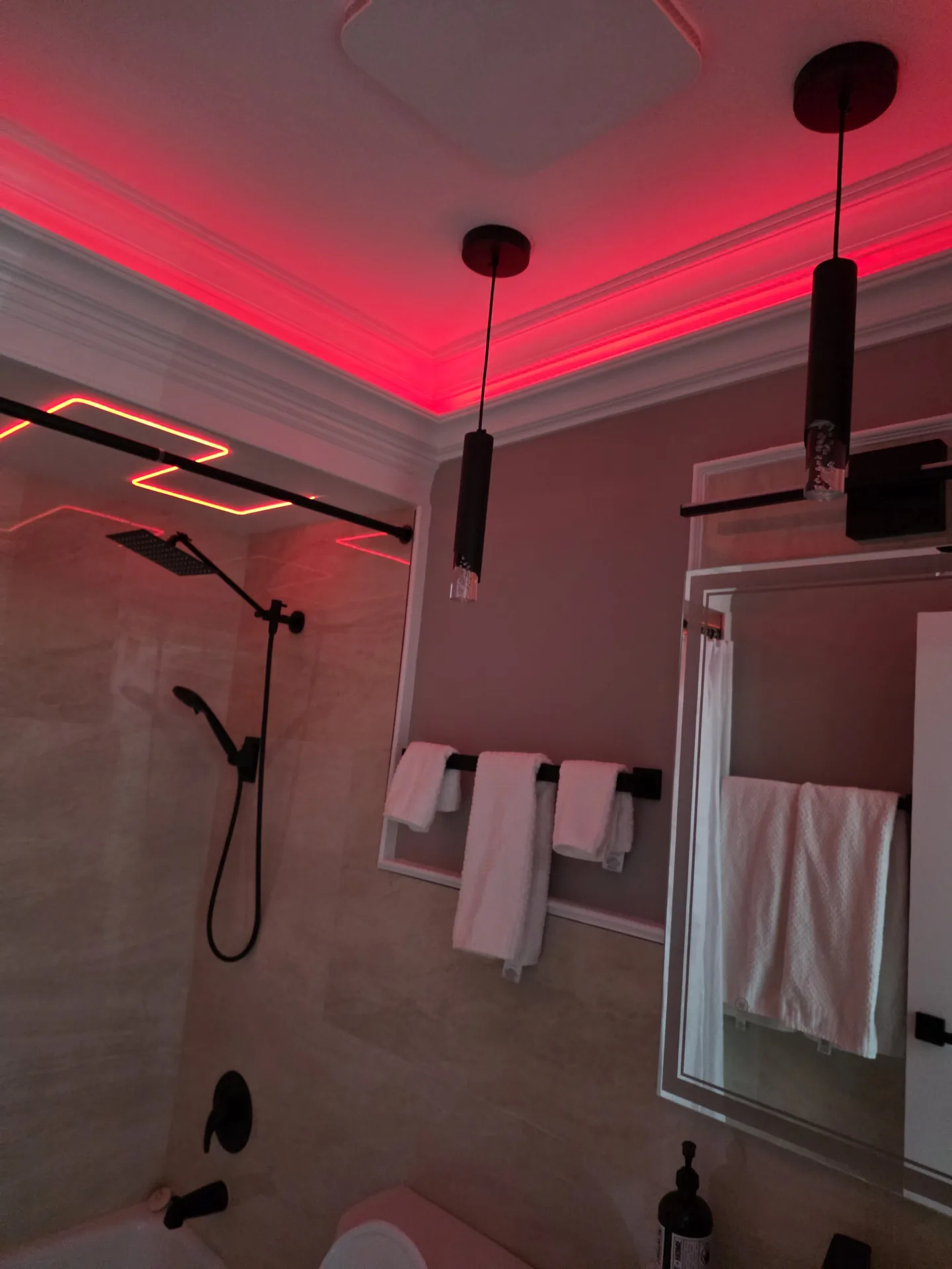 Bathroom red LED mood lighting