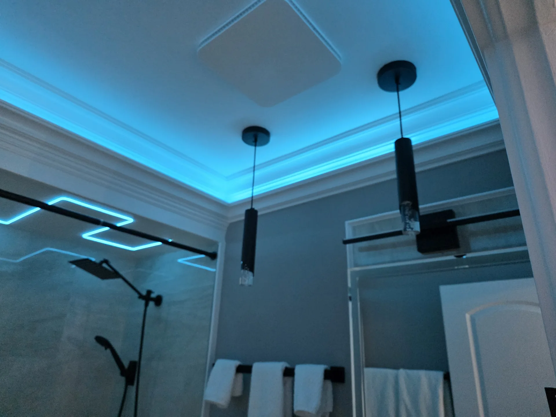 LED bathroom ceiling teal lighting
