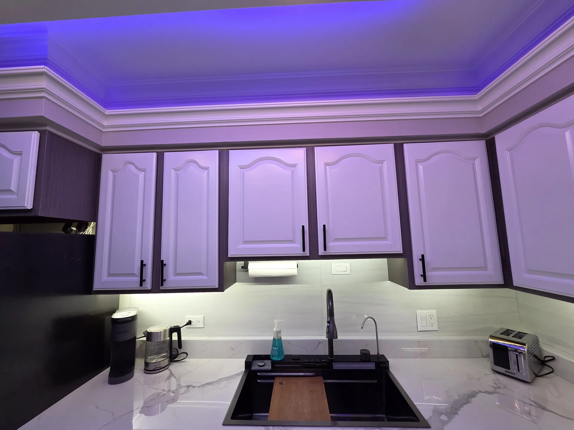 LED kitchen purple cove lighting