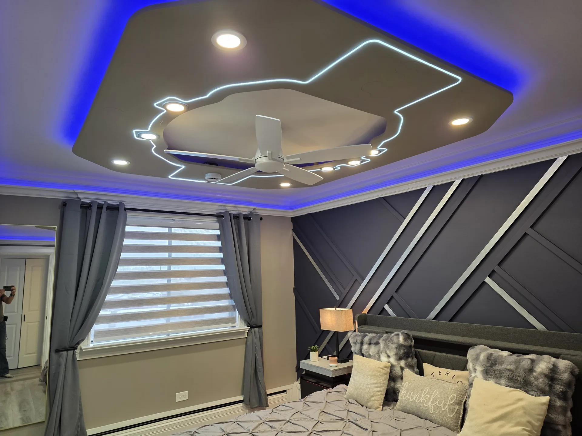 LED bedroom ceiling and panelling