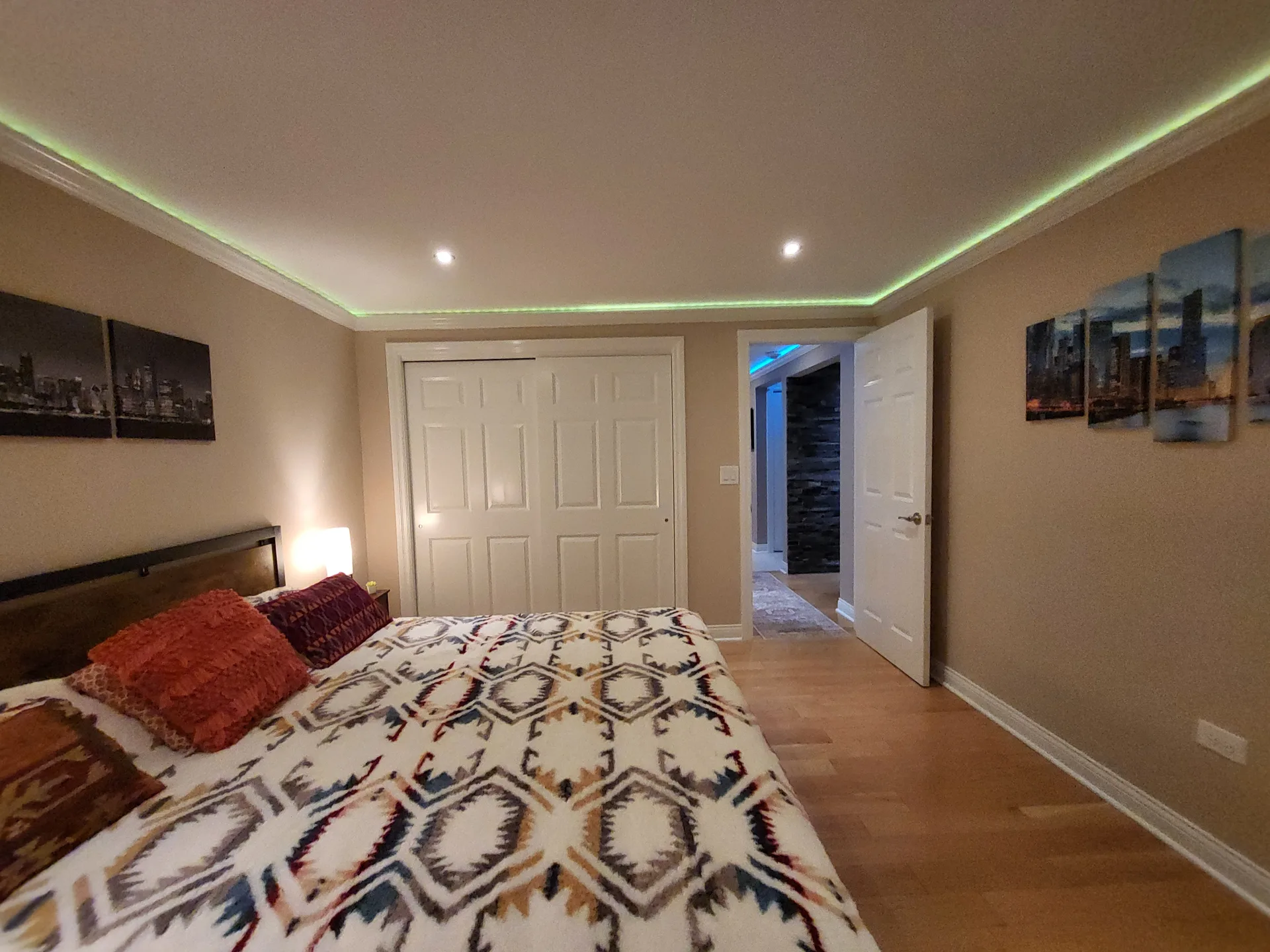 RGB cove lighting bedroom teal