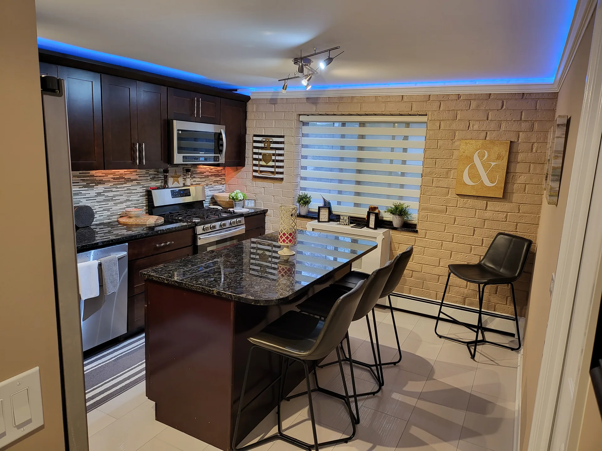 RGB cove lighting kitchen island